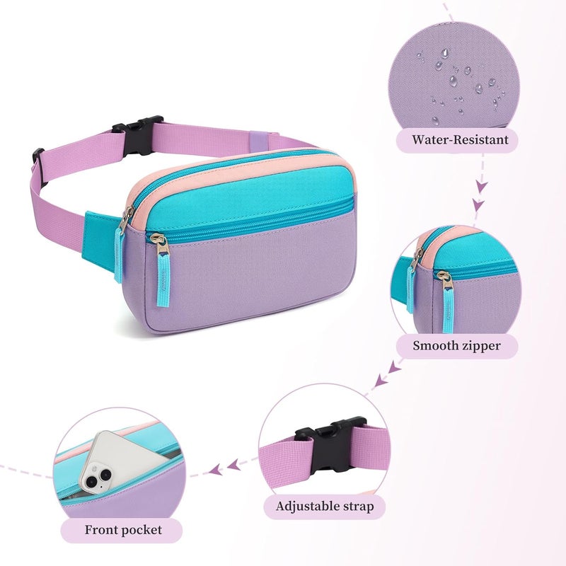 cotmcor Store Valentines Day Gifts for Kids: Fanny Pack Birthday Gift for 5 6 7 8 9 10 11 12 Year Old Teen Girls, Preppy Cute Trendy Stuff Colorblock Crossbody Bag Adjustable Belt Bags for Travel Outdoor - Image 5